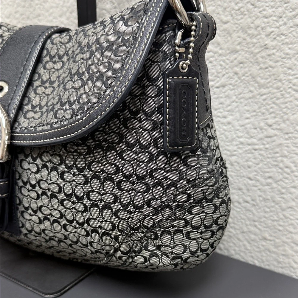 Coach SoHo Buckle Small C Monogram Black and Gray Shoulder/Hobo Bag- EUC